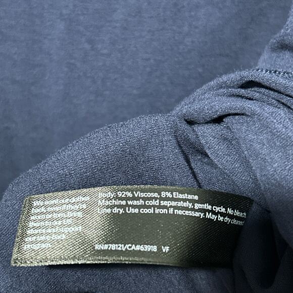 Eileen Fisher Tunic Top Small Navy 3/4 Sleeve Boat Neck Side Slits - Picture 8 of 8